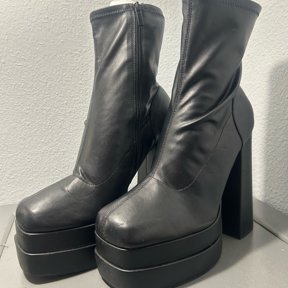 ASOS Black Platform Block Heel Ankle Boots